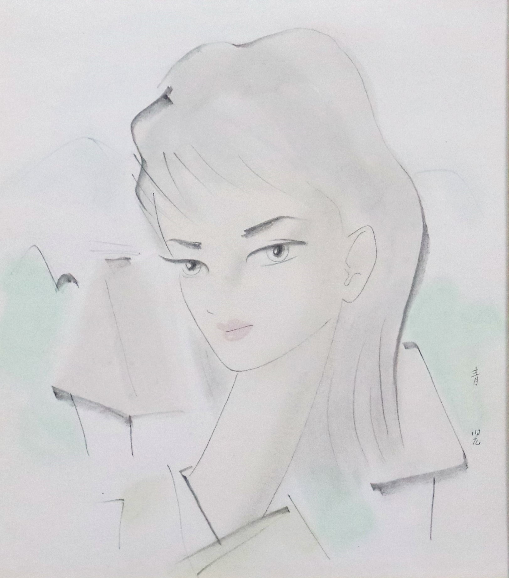 おうちギャラリー 東郷青児先生の「婦人像」水彩画を紹介いたし 